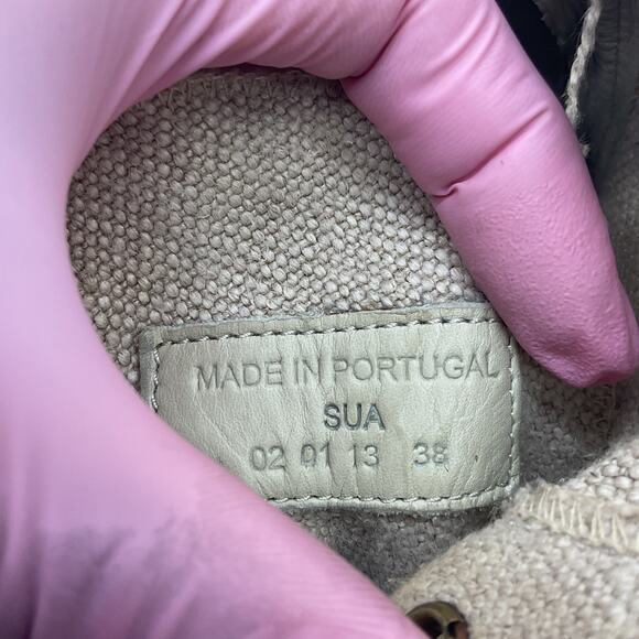 N.D.C. Made By Hand Lace-Up Combat Boots Beige Textile Women’s Size 7 Preowned - Picture 5 of 7